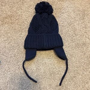 Navy Blue Kids Pom-Pom Knit Hat